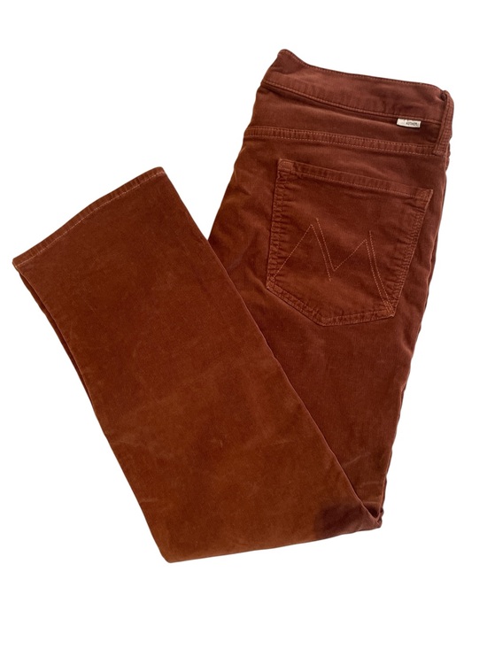 MOTHER Denim - MOTHER THE TOMCAT ANKLE Corduroy Pants size: 32 burnt orange color